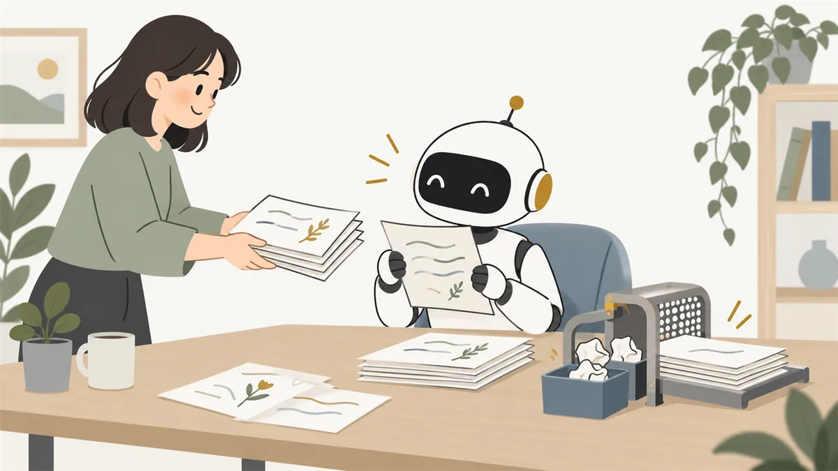 自分が書いた文章をAIに渡してお手本にさせ、出す直前のふるいで合わないものを止める様子